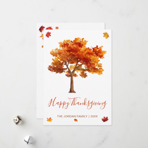 Customized Happy Thanksgiving Autumn trees  Holiday Card