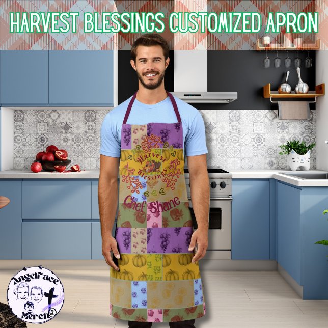 Customized Harvest Blessings Vintage Autumn Apron (Add warmth and charm as you cook or do crafts in your new customized Harvest Blessings vintage apron)