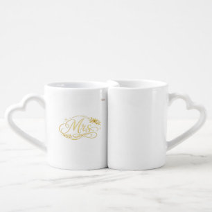 Customized Heart-Handle Couples Coffee Mug Set P