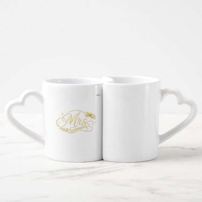 Customized Heart-Handle Couples Coffee Mug Set | P (Front Nesting)