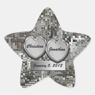 Customized Hearts On Sequins Star Sticker