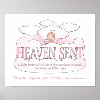 Customized Heaven Sent Angel Girls Room Wall Art