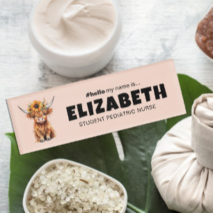 Customized Hello My Name Is Cute Cow Magnetic Name Tag