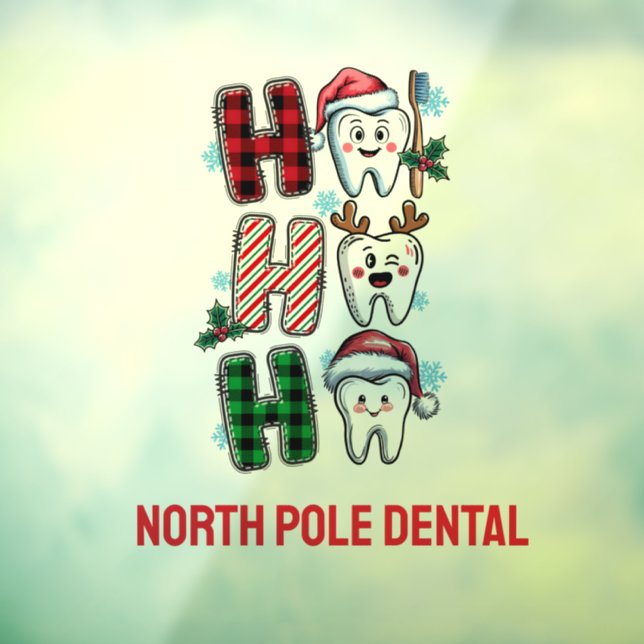 Customized Ho Ho Ho Dental Office Window Cling (Sheet 3)