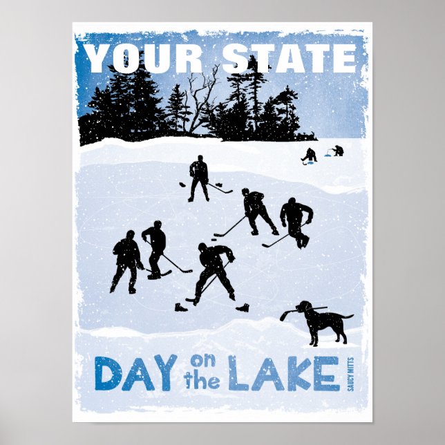 Customized Hockey Day on the Lake Pond Hockey Poster (Front)