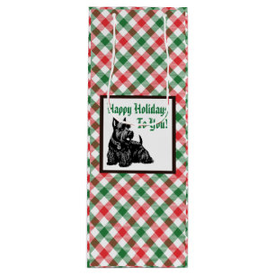 Customized Holiday Scottish Terrier Wine Gift Bag