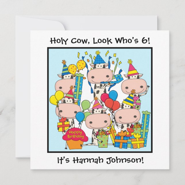 Customized Holy Cow Birthday Invitations (Front)