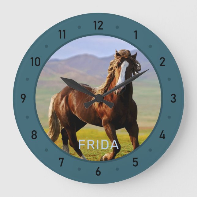 Customized Horse Photo and Name Large Clock (Front)