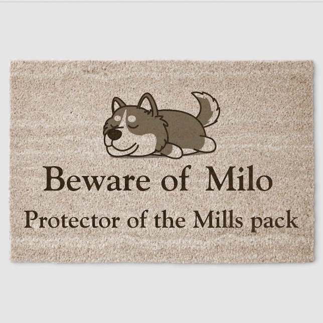 Customized Husky Dog Name Coir Mat (Front)