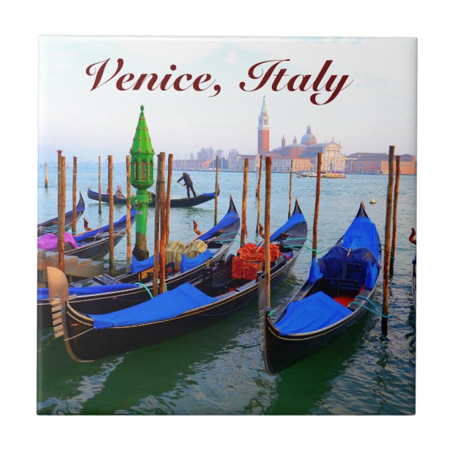 Customized Image of Gondolas in Venice Tile (Front)