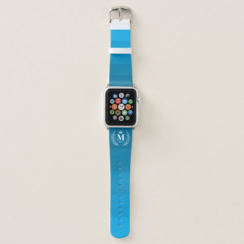 Customized Initials  Monogram For Blue ColorBlock Apple Watch Band