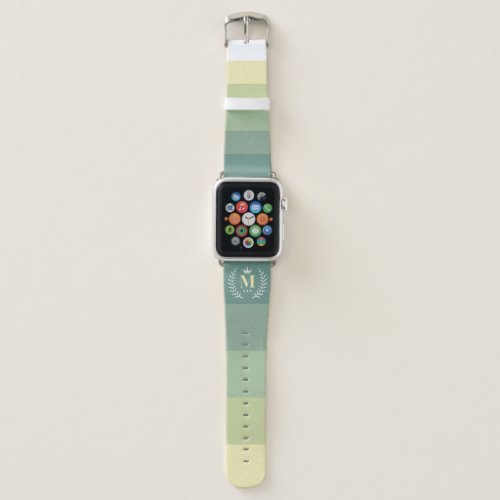 Customized Initials Monogram For Green ColorBlock Apple Watch Band