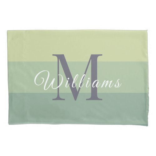 Customized Initials Monogram For Green ColorBlock Pillow Case