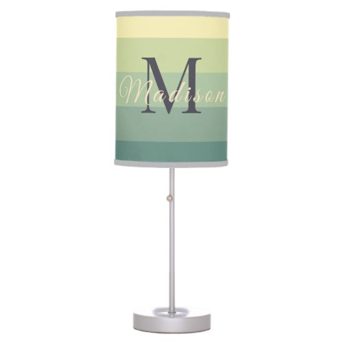 Customized Initials Monogram For Green ColorBlock Table Lamp