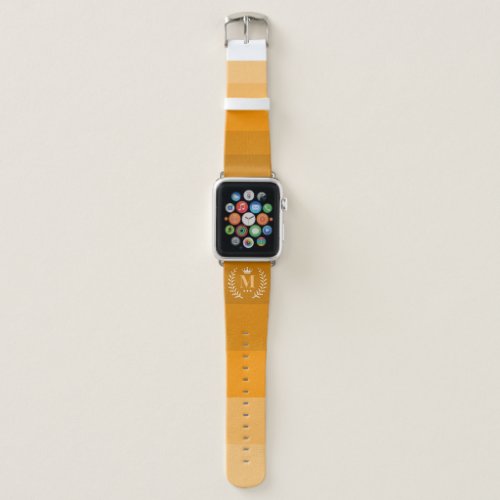 Customized Initials Monogram For Orange ColorBlock Apple Watch Band