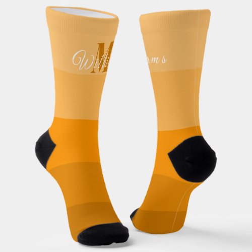 Customized Initials Monogram For Orange ColorBlock Socks