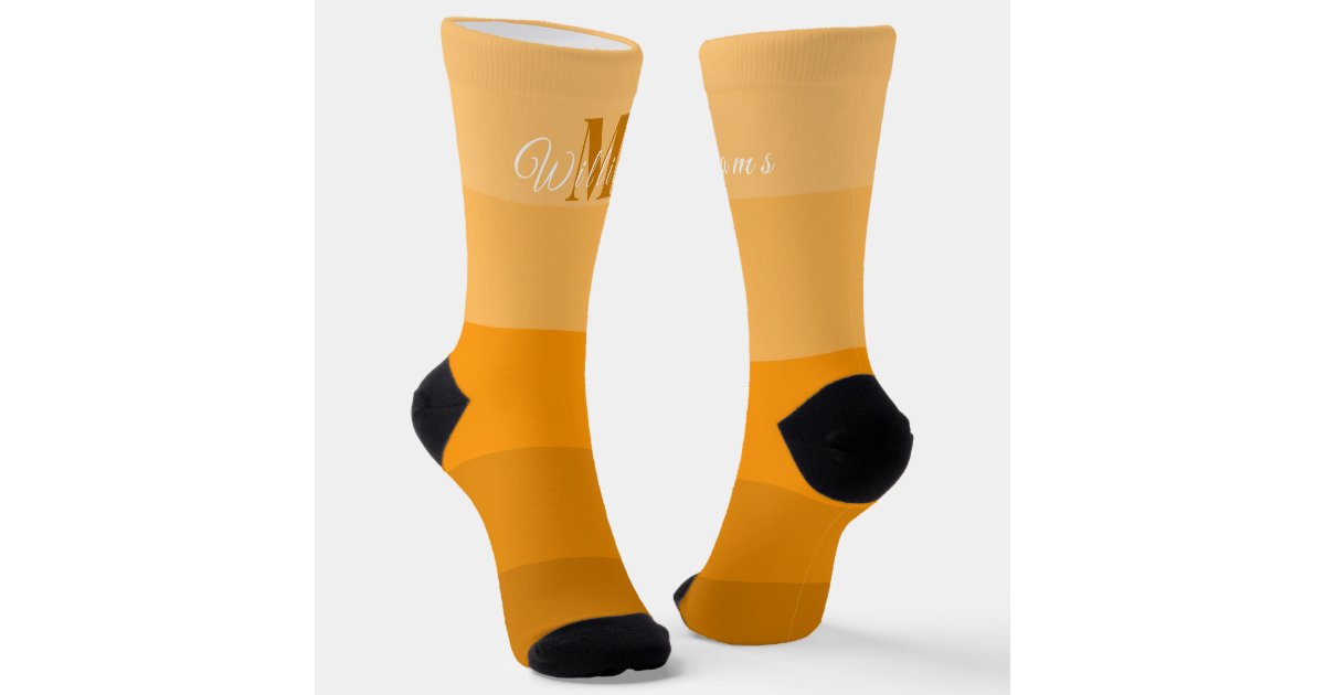 Customized Initials Monogram For Orange ColorBlock Socks | Zazzle