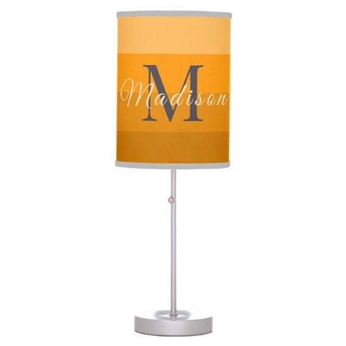 Customized Initials Monogram For Orange ColorBlock Table Lamp
