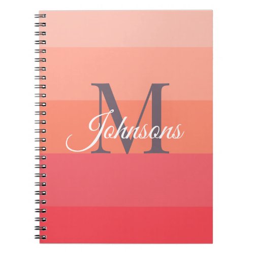 Customized Initials Monogram For Peach ColorBlock Notebook