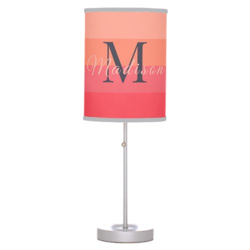 Customized Initials Monogram For Peach ColorBlock Table Lamp