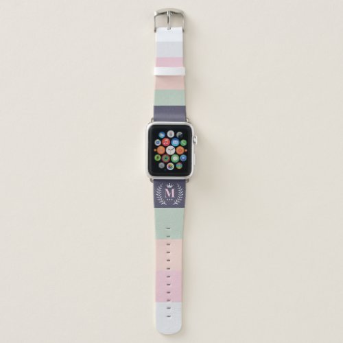 Customized Initials Monogram For Purple ColorBlock Apple Watch Band