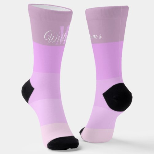 Customized Initials Monogram For Purple ColorBlock Socks