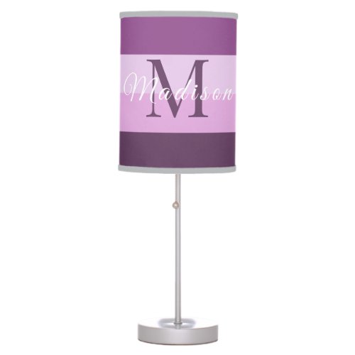 Customized Initials Monogram For Purple ColorBlock Table Lamp
