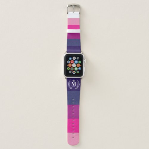Customized Initials Monogram For Sunset ColorBlock Apple Watch Band