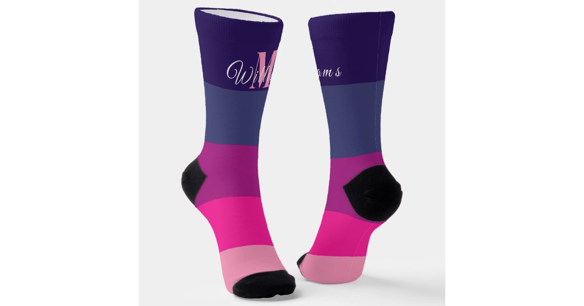 Customized Initials Monogram For Sunset ColorBlock Socks | Zazzle