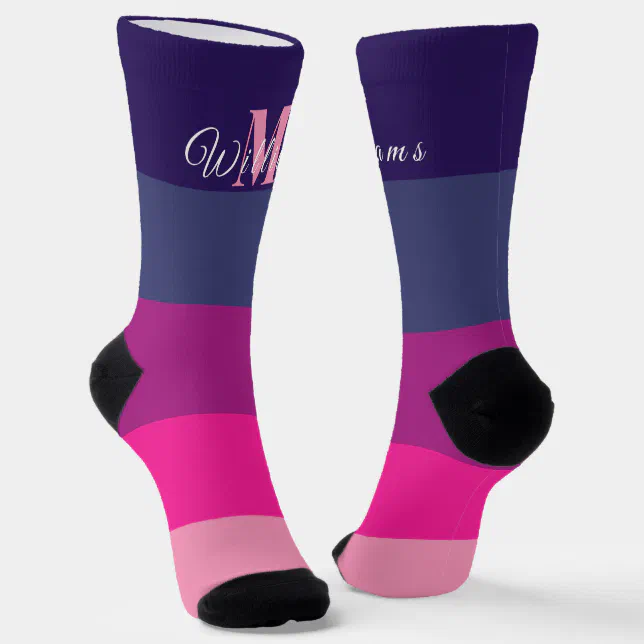 Customized Initials Monogram For Sunset ColorBlock Socks | Zazzle