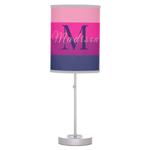Customized Initials Monogram For Sunset ColorBlock Table Lamp