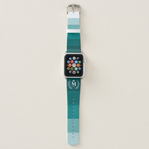 Customized Initials  Monogram For Teal ColorBlock Apple Watch Band
