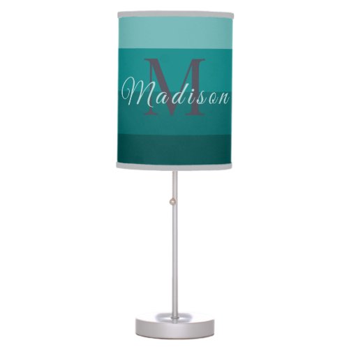 Customized Initials  Monogram For Teal ColorBlock Table Lamp