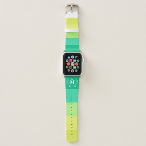 Customized Initials Monogram For Yellow ColorBlock Apple Watch Band