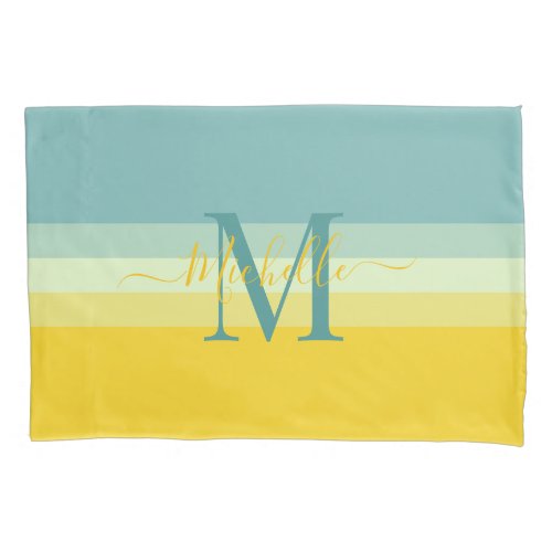 Customized Initials Monogram For Yellow ColorBlock Pillow Case