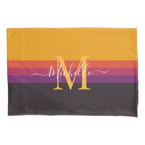 Customized Initials Monogram For Yellow ColorBlock Pillow Case