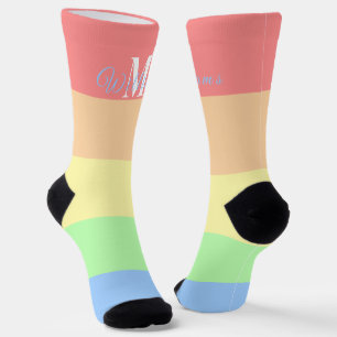 Customized Initials Monogram For Yellow ColorBlock Socks
