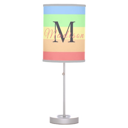Customized Initials Monogram For Yellow ColorBlock Table Lamp