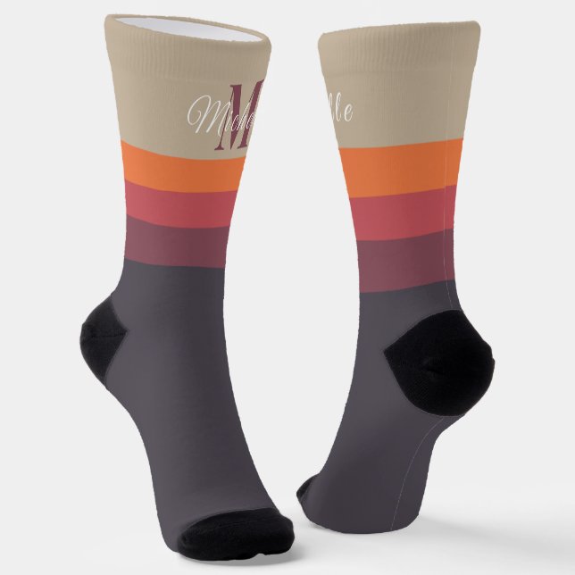 Customized Initials & Monogram Pastel Color Block Socks (Angled)