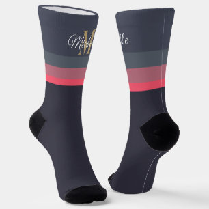 Customized Initials & Monogram Pastel Color Block Socks
