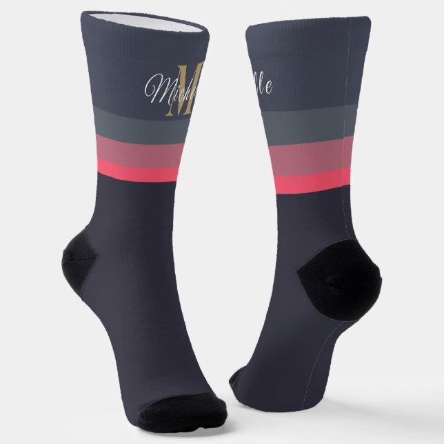 Customized Initials & Monogram Pastel Color Block Socks (Angled)