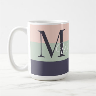 Customized Initials & Monogram Purple Colorblock Coffee Mug