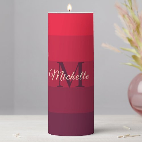 Customized Initials Monogram Red Color Block For  Pillar Candle