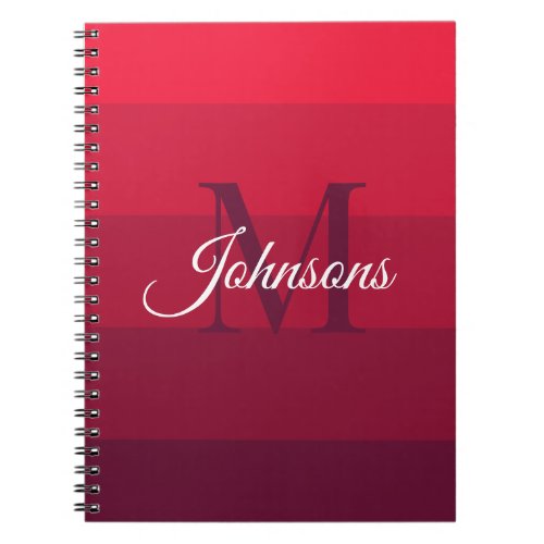 Customized Initials Monogram Red Purple ColorBlock Notebook