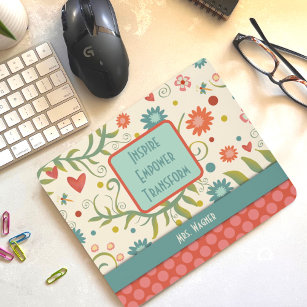 Customized Inspire Empowers Pretty Floral Teacher Mouse Pad