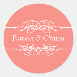 Customized Invitation Coral Pink Classic Round Sticker