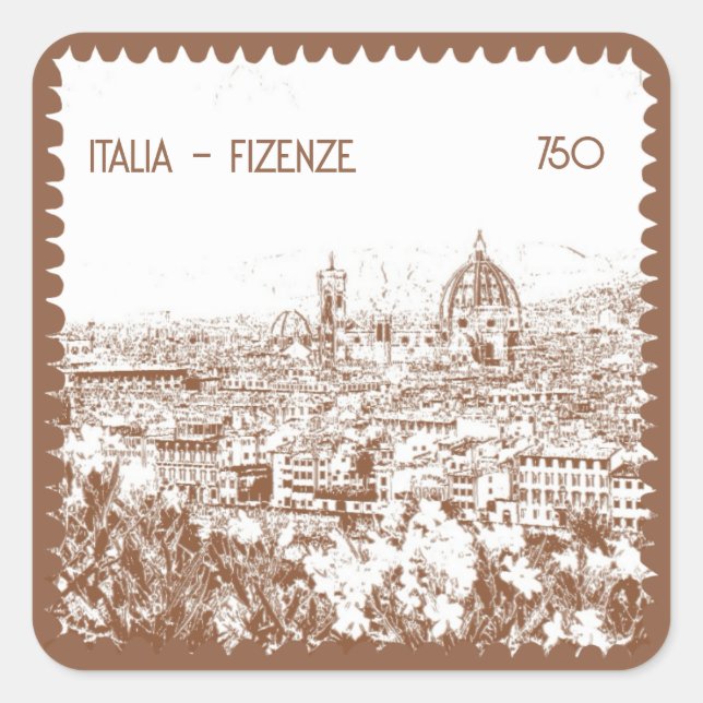 Customized Italy Florence Photography Stamp Square Sticker (Front)