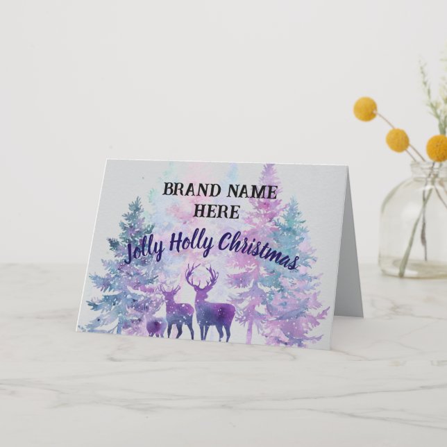 Customized Jolly Holly Christmas Card – Brand Name (Front)