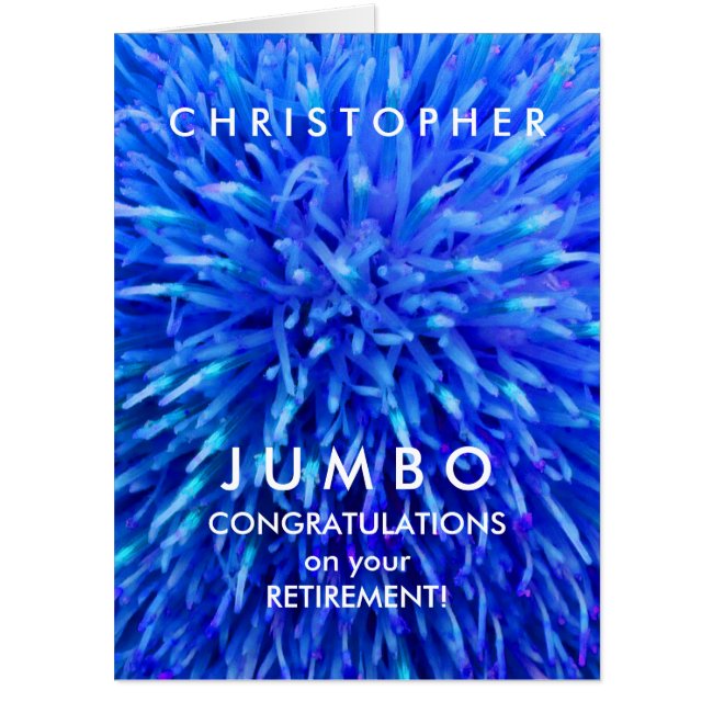 Customized JUMBO Blue Abstract Retirement Card