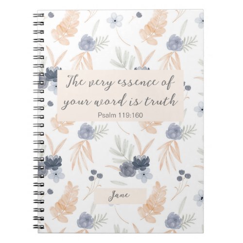 Customized JW 2023 year text Psalm 119160 floral  Notebook